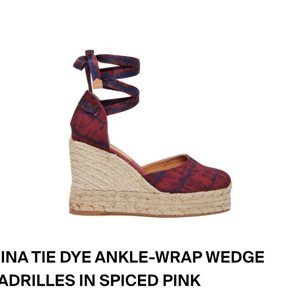 Altuzarra Ankle-Wrap Wedge Espadrilles in Red and Purple